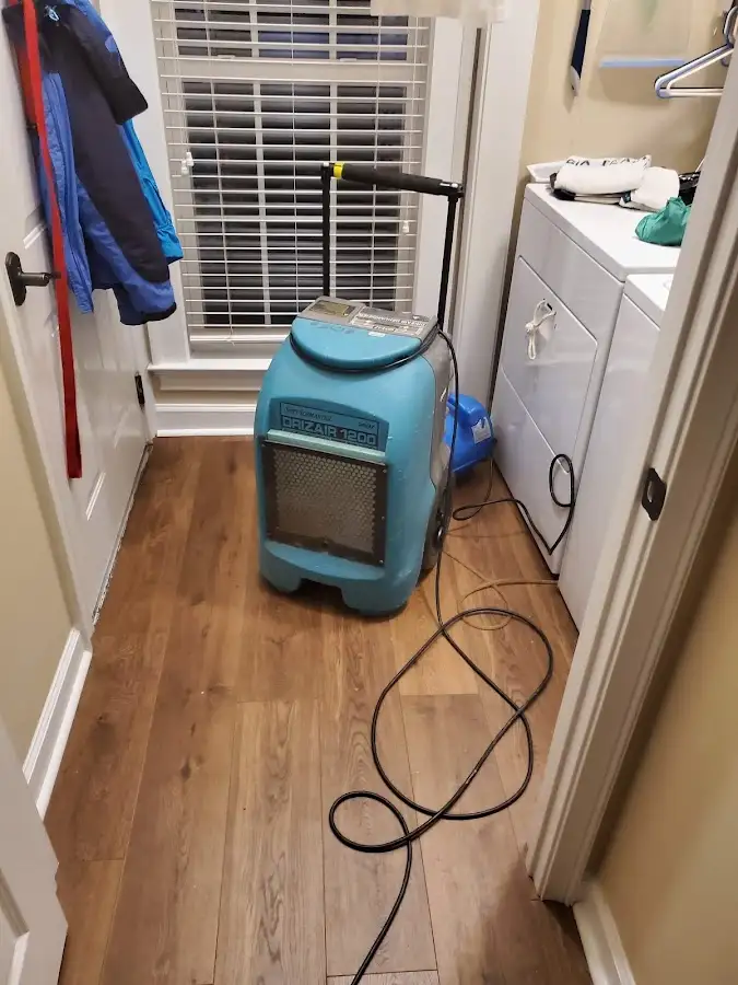 Commercial dehumidifier deployed for Flood Damage Cleanup in Woodburn